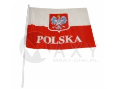 Flaga POLSKA 90x60 z kijem
