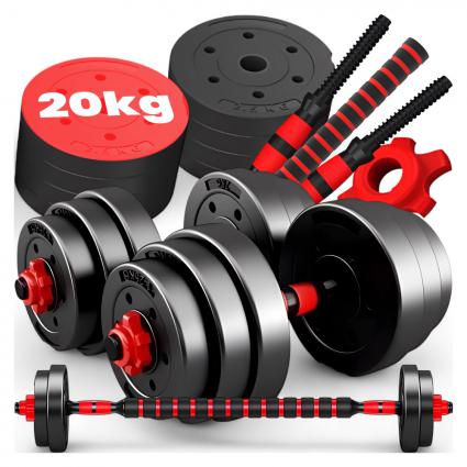 ZESTAWHANTLEREGULOWANE2x10KG+SZTANGA= ZESTAW HANTLI 20 KG