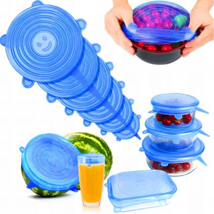 ElastycznePokrywkiSilikonoweDoPojemnikówŻywnościZestaw6szt