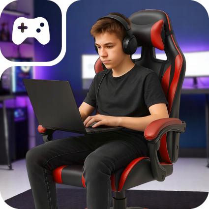 FotelGamingowyBiurowyObrotowyKubełkowyKrzesłoBiurkaMOCNEdo150kg!Szerokośćmebla60cm