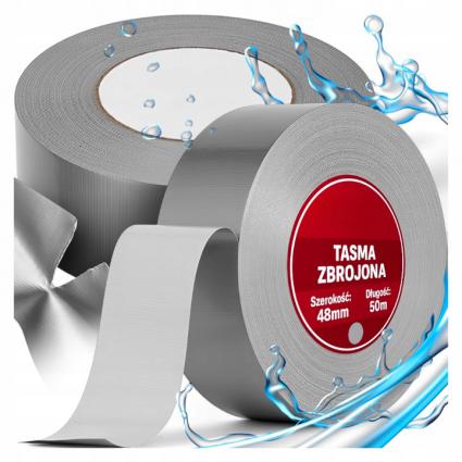 TAŚMANAPRAWCZAKLEJĄCASZARAZBROJONADUCTTAPE48mm50MGRUBAMOCNA