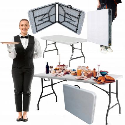 STÓŁOGRODOWYPLASTIKOWYRozkładanySkładanyCateringowyTurystyczny180cmKolorbiały