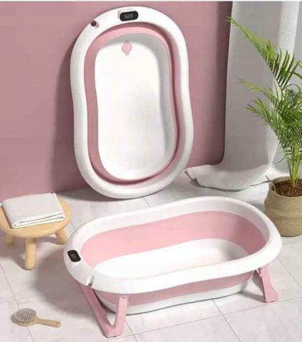 WANIENKASKŁADANASILIKONOWAZTERMOMETREMLCD+PODUSZKAZAGŁÓWEKWANNAKolorróżowy