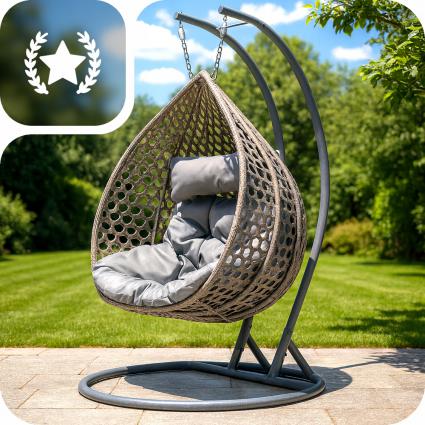 FOTELWISZĄCYROSAIDWUOSOBOWYKOSZKOKONPREMIUMSZARYPREMIUMGRUBYSPLOTEAN(GTIN)5701733459442