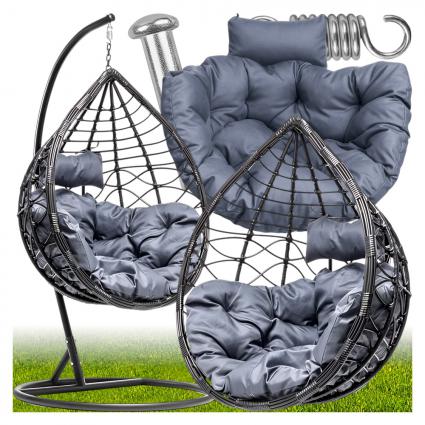 KoszKOKONFotelWiszącyOgrodowyHUŚTAWKAJakoscPREMIUMGRUBYXXLCZARNY