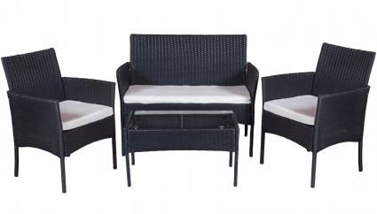 ZestawMebliOgrodowychTechnorattanMebleOgrodoweKompletCZARNYStanopakowaniaoryginalne