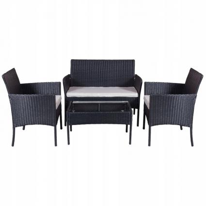 ZestawMebliOgrodowychTechnorattanMebleOgrodoweKompletCZARNYLiczbaelementówwzestawie4