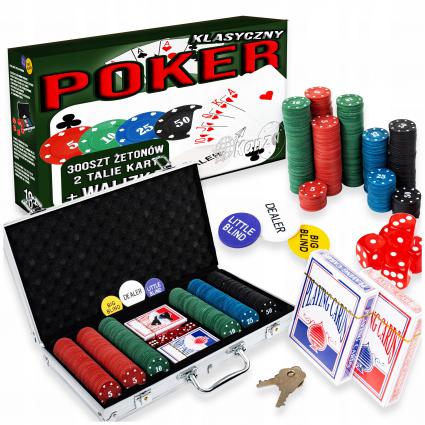 ZESTAWXXLKLASYCZNYDOGRYWPOKERA300SZTŻETONÓW2TALIEPOKERWALIZKA