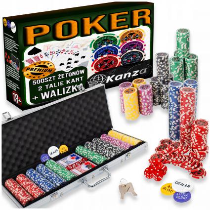 ZESTAWDOGRYWPOKERAPREMIUM500xŻETONY2xTALIA5xKOŚCIWALIZKAPOKER