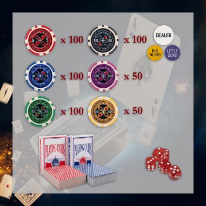 ZESTAWDOGRYWPOKERAPREMIUM500xŻETONY2xTALIA5xKOŚCIWALIZKAPOKERTypPodstawa