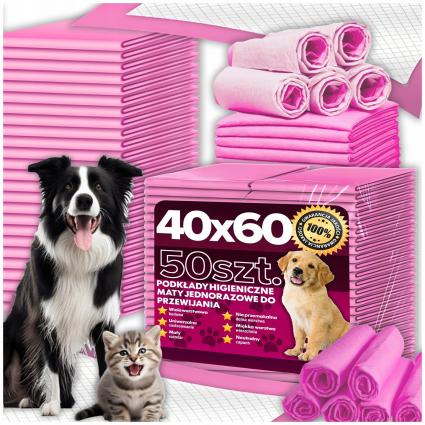 PODKŁADYHIGIENICZNEDLAPSAKOTA60x40CMGRUBE50SZTDONAUKISIKANIA