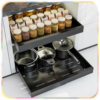 SZUFLADAREGULOWANATeleskopowaPółkaWysuwanaWkładdoSzafkiOrganizerWysokośćmebla42cm