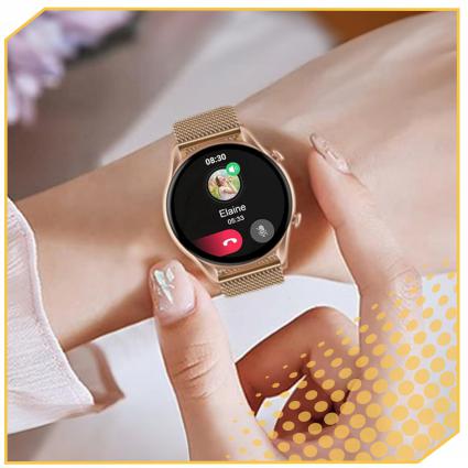 SMARTWATCHDAMSKIZEGAREKPLMENUROZMOWYSMARTWATCHWODOODPORNYObsługaładowaniabezprzewodowegonie