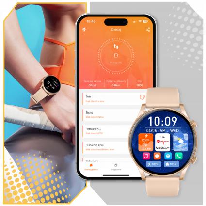 SMARTWATCHDAMSKIZEGAREKPLMENUROZMOWYSMARTWATCHWODOODPORNYModelinny