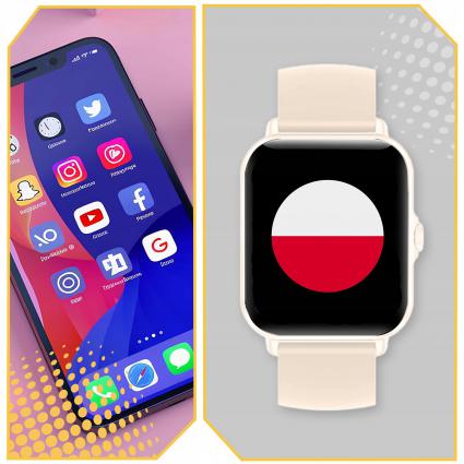 SMARTWATCHZEGAREKDAMSKIPOLSKIEMENUROZMOWYPOWIADOMIENIAPULSSPORTKomunikacjaBluetooth