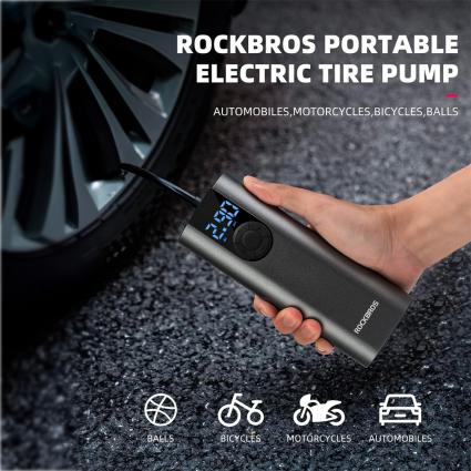 Dłoń trzymająca elektryczną pompkę rowerową Rockbros 42720001001