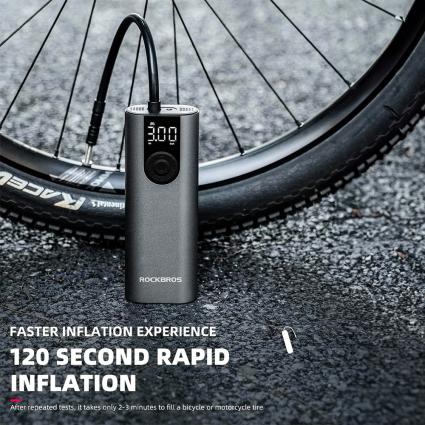 Koło roweru pompowane elektryczną pompką rowerową Rockbros 42720001001