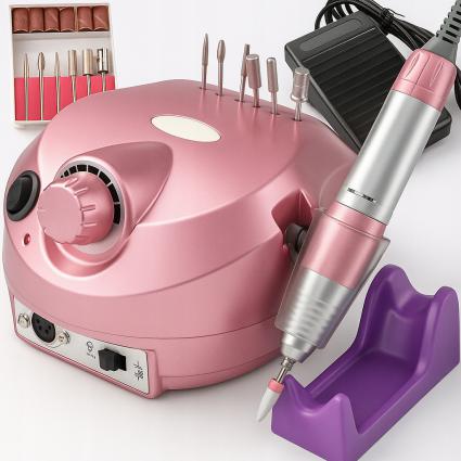 FREZARKADOPAZNOKCIMANICUREPEDICURE65WPROFESJONALNAMOCNA+FREZYKodproducentaZestawMaszynaKosmetyczekNożnaRegulowana