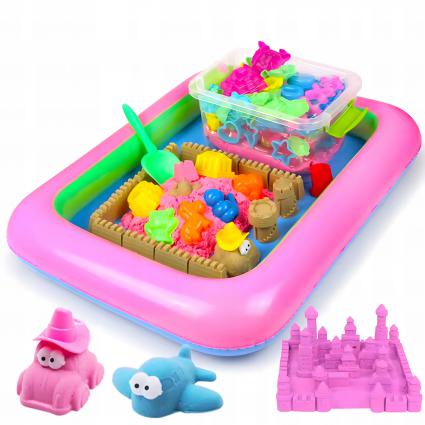 ZestawPiaskuKinetycznego2,5kg45elBasenForemkiZabawkaDzieci