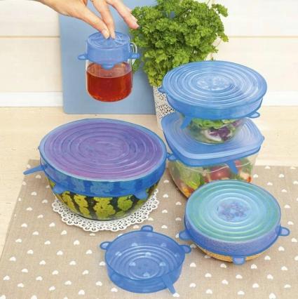 ElastycznePokrywkiSilikonoweDoPojemnikówŻywnościZestaw6sztKodproducentaPOKRYWKISILIKONOWEUNIWERSALNE