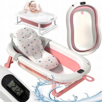 WANIENKASKŁADANASILIKONOWAZTERMOMETREMLCD+PODUSZKAZAGŁÓWEKWANNA