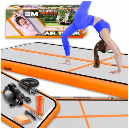 AIRTRACK3MPOMARAŃCZOWYMATAGIMNASTYCZNAAKROBATYCZNADMUCHYPOMPKATORBA