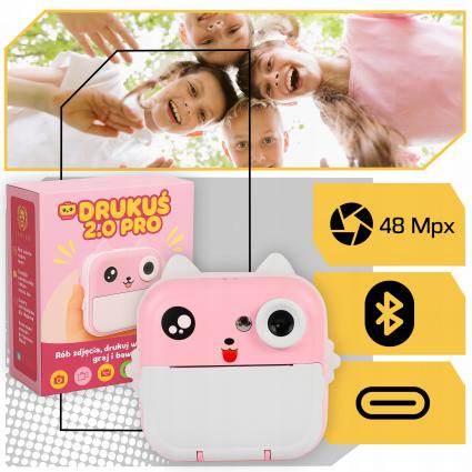 DRUKUŚMINIDRUKARKATERMICZNAAPARATNATYCHMIASTOWY23ROLKIPAPIERTERMICKolorróżowy