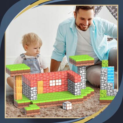 KLOCKIMAGNETYCZNEMINECRAFTSZEŚCIANY50KLOCKÓWUKŁADANIA+4FIGURKIWysokośćproduktu2cm