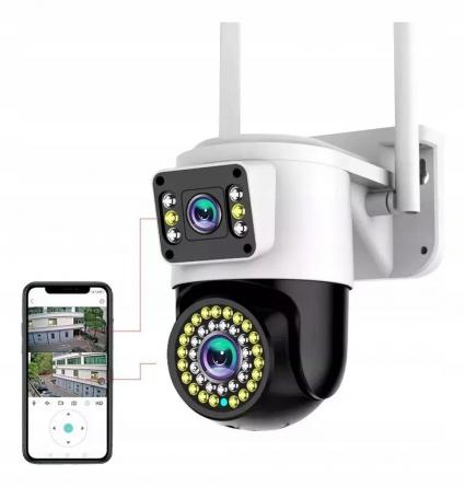 PODWÓJNAKAMERAWIFIIPSMARTZEWNĘTRZNAOBROTOWA4MPXDETEKCJAALARM