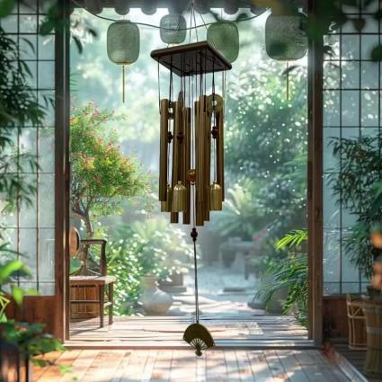 Dzwonkiwietrzneantycznebrązowemetalowedoogrodu66cmozdobazawieszkaStanopakowaniaoryginalne