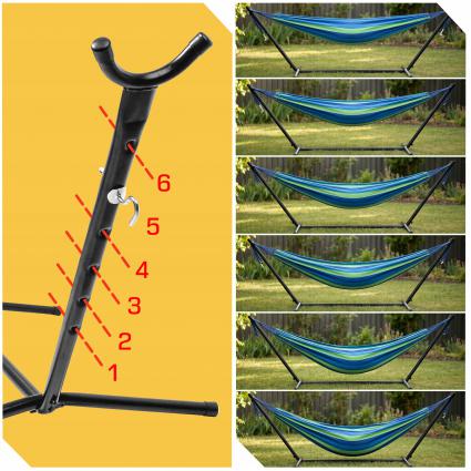 HAMAKOGRODOWYZESTELAŻEMDWUOSOBOWYSTOJAKDOHAMAKASTALOWY+POKROWIECDługośćmateriału200cm