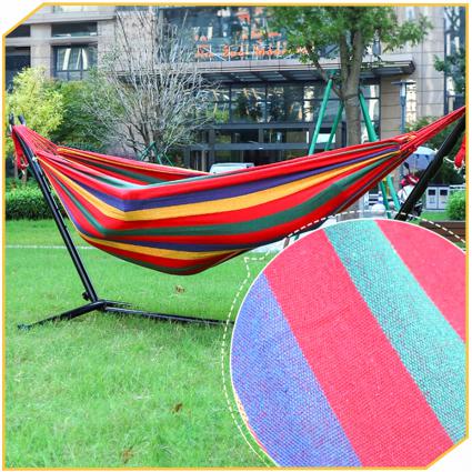 HAMAKOGRODOWYZESTELAŻEMDWUOSOBOWYSTOJAKDOHAMAKASTALOWY+POKROWIECKolorwielokolorowy