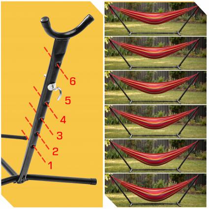 HAMAKOGRODOWYZESTELAŻEMDWUOSOBOWYSTOJAKDOHAMAKASTALOWY+POKROWIECCechydodatkowepokrowiecwzestawiezestawmontażowy