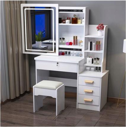 TOALETKADOMAKIJAŻULEDZLUSTREMNAPREZENTKOBIETYKOSMETYCZKA+TABORETWysokośćmebla134cm